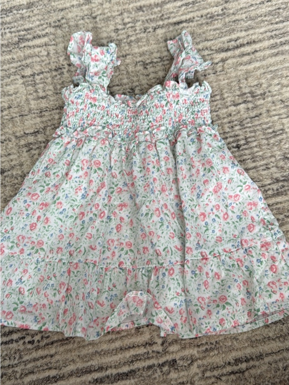 Janie and Jack White Floral Smocked Baby Dress with Ruffle Straps